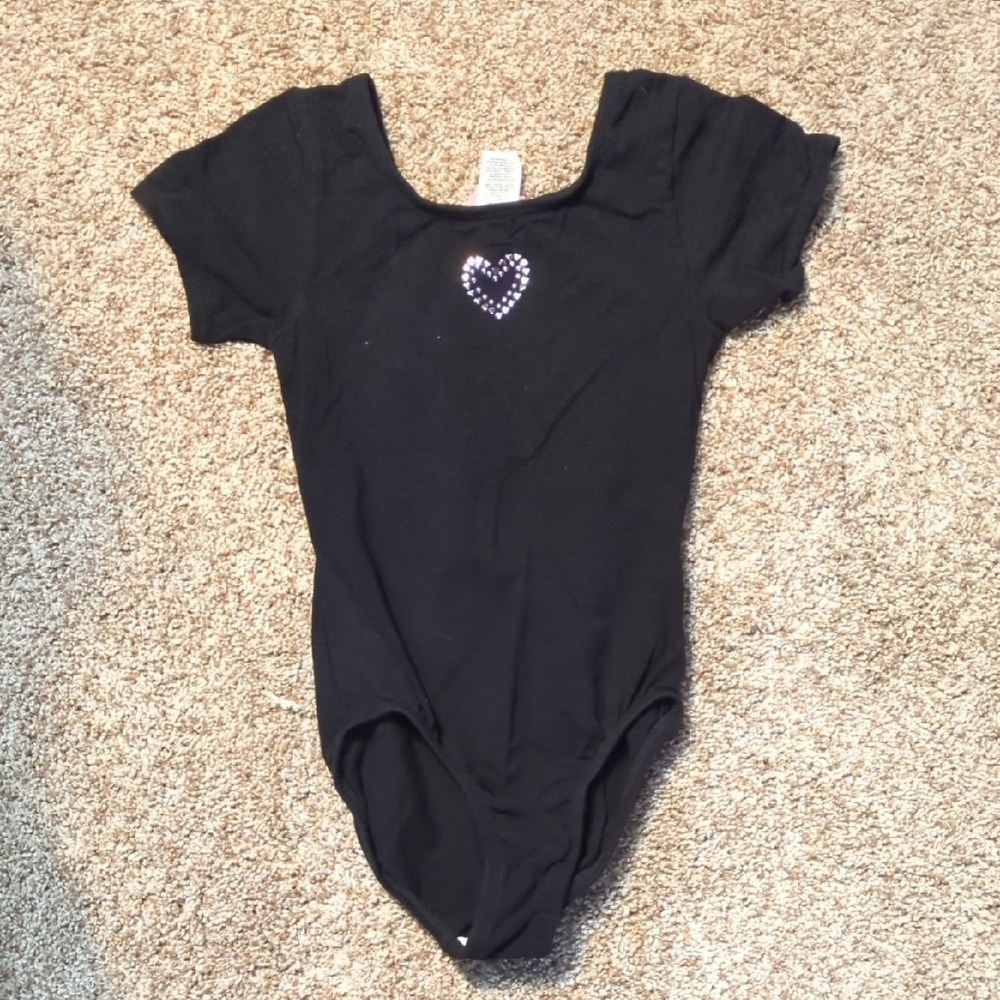 Black Bodysuit with Heart Design and Scoop Neckline